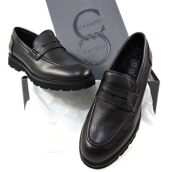 CASADEI ?? MEN\'S BLACK SOFT LEATHER COMFORT PENNY LOAFERS main image 4